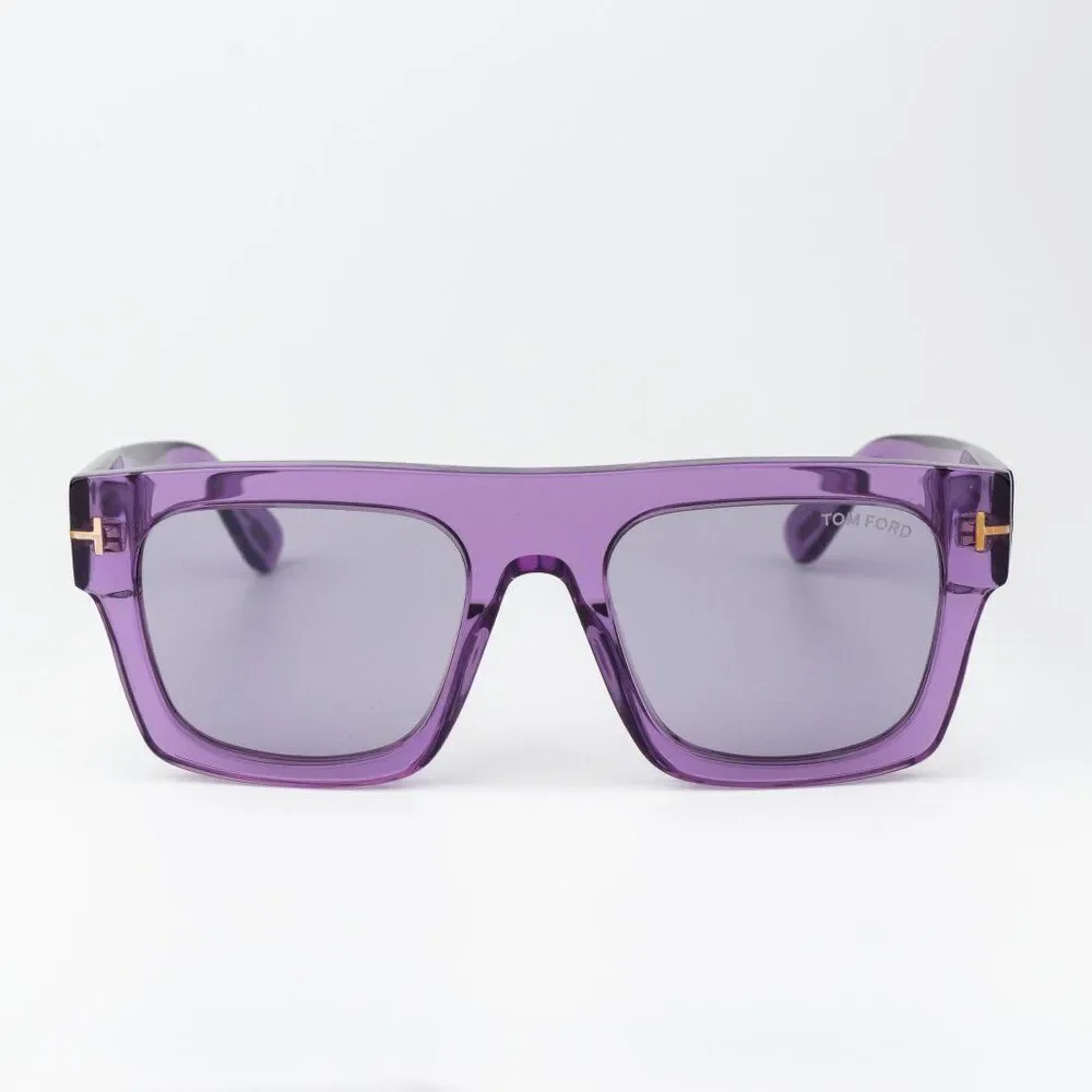 Tom Ford FAUSTO Men Sunglasses Transparent Violet Square FT0711/S 81Y BRAND NEW
